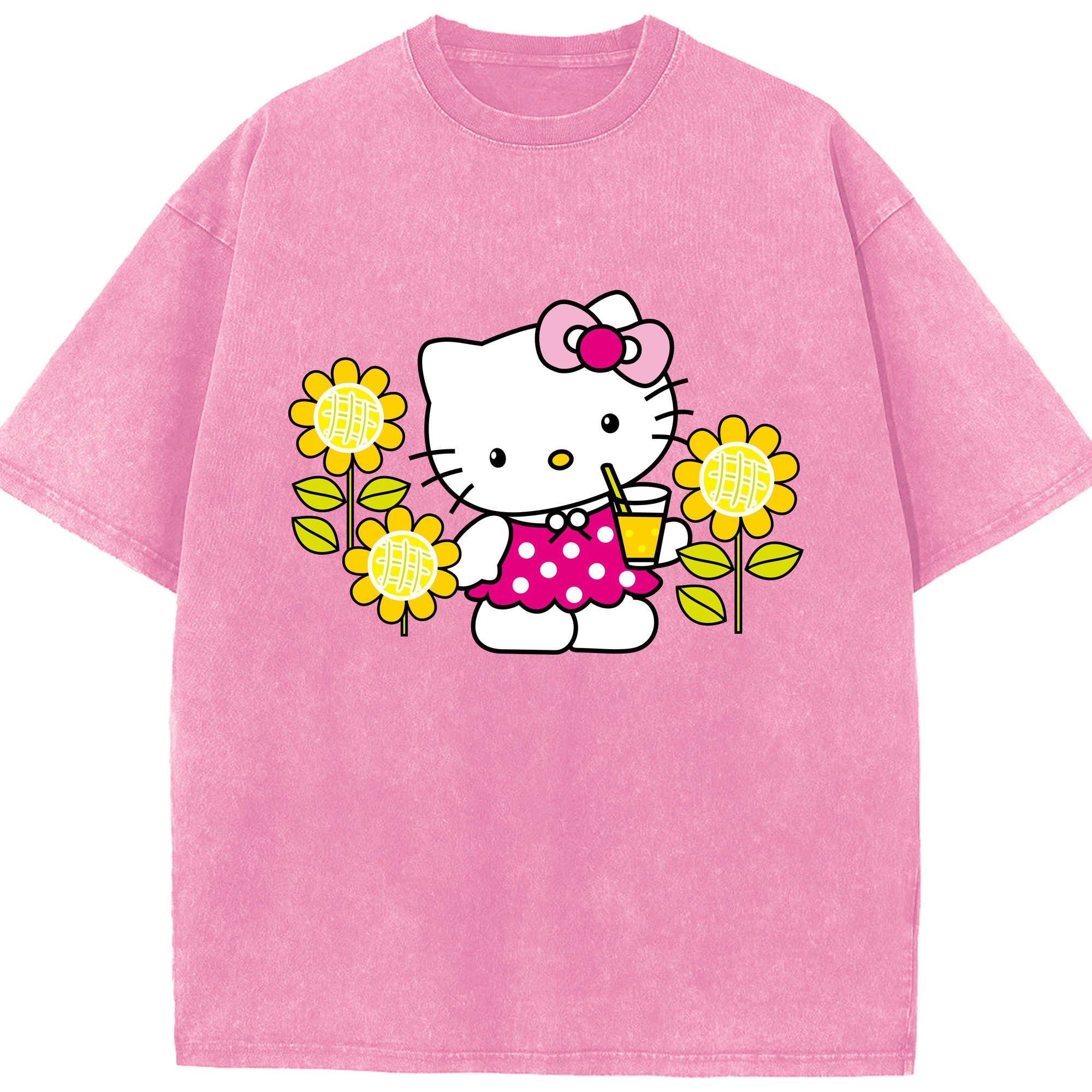 （画像用） Hello Kitty ハローキティ 綿100% ヴィンテージ風 半袖Tシャツ（フロントプリント）